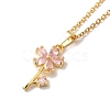 Cubic Zirconia Flower of Life Pendant Necklace & Diamond Stud Earrings SJEW-M099-01G-4