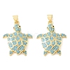 Brass Micro Pave Sky Blue Cubic Zirconia Pendants CU-CBA6938-05G-03-1