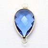 Golden Tone Brass Glass Teardrop Links connectors GLAA-J010A-HF09-G-2