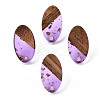 Transparent Resin & Walnut Wood Stud Earring Findings MAK-N032-005A-F03-1