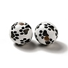 Dog Paw Printed Round Wood European Beads WOOD-K007-06-3