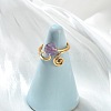 Natural Amethyst Cuff Open Rings RJEW-JR01071-02-2