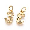 Brass Micro Pave Clear Cubic Zirconia Charms ZIRC-L092-03-G-2