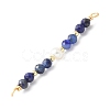 Faceted Round Natural Lapis Lazuli & Kyanite & Potato Natural Cultured Freshwater Pearl Beaded Connector Charms PALLOY-JF03531-02-3