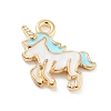 Light Gold Plated Alloy Enamel Pendants ENAM-M219-08KCG-04-1