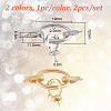 2Pcs 2 Colors Brass Rhinestone Fold Over Clasps KK-DR0001-14-2