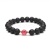 Natural Lava Rock & Dyed Agate Beaded Stretch Bracelets BJEW-JB09178-4