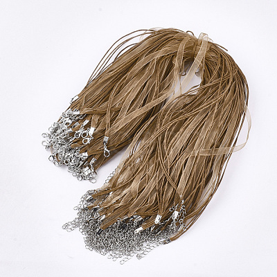 Waxed Cord and Organza Ribbon Necklace Making NCOR-T002-290-1