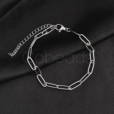 Tarnish Resistant 304 Stainless Steel Paperclip Chain Bracelet for Men Women BJEW-E031-03P-06-1