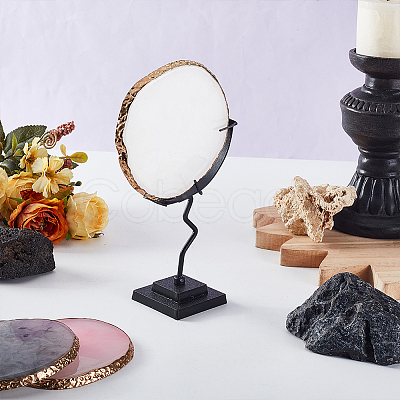 Moon Shaped Alloy Crystal Ball Holder PALLOY-WH0816-007EB-1