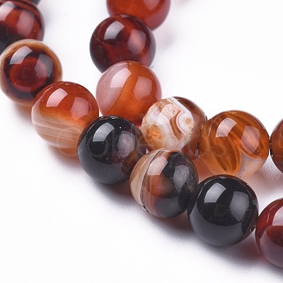 Natural Striped Agate/Banded Agate Beads Strands G-I261-C05-8mm-1