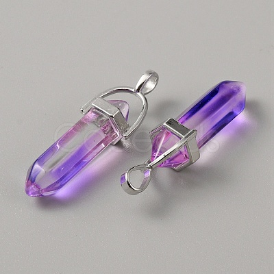 Glass Double Terminal Pointed Pendants G-WH0016-41J-1