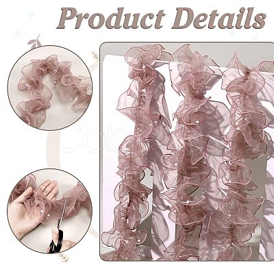 5 Yards Pleated Organza Pleated Lace Ribbon OCOR-PH0004-67B-1