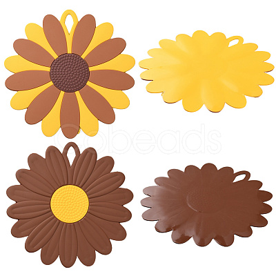 2Pcs 2 Style Flower Silicone Hot Pads AJEW-GF0011-17B-1