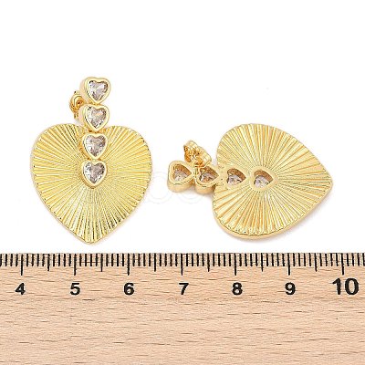 Brass Micro Pave Clear Cubic Zirconia Stud Earrings KK-U058-61G-1