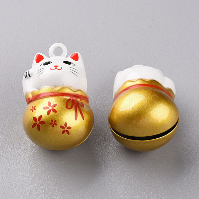 Baking Paint Brass Bell Pendants KKB-S002-010E-1