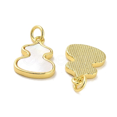 Brass Pave Shell Pendants KK-K365-08C-G-1