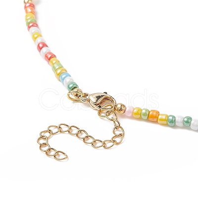 Natural Pearl & Glass Beaded Necklace for Women NJEW-JN04241-1