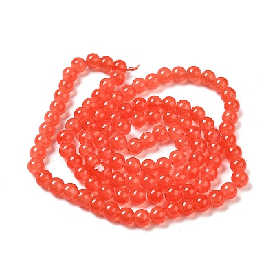 Baking Paint Imitation Jade Glass Round Bead Strands X1-DGLA-Q021-8mm-32-1