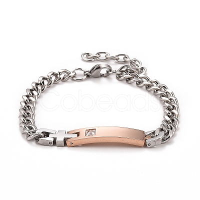 Crystal Rhinestone Rectangle & Cross Link Bracelet STAS-E160-30RGP-01-1