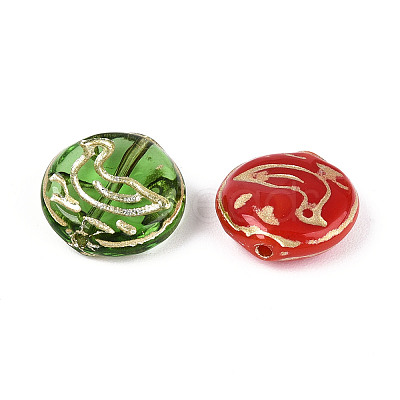Flat Round with Duck Shape Glass Beads GLAA-T025-34M-1