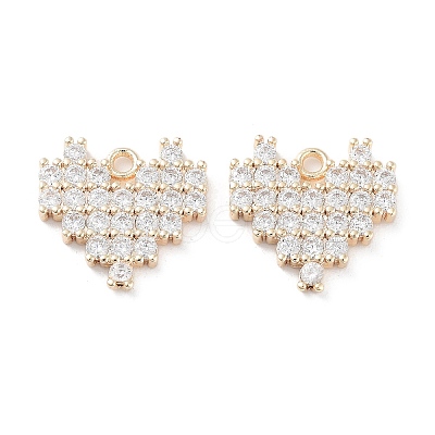 Brass Micro Pave Clear Cubic Zirconia Charms KK-F871-46G-1