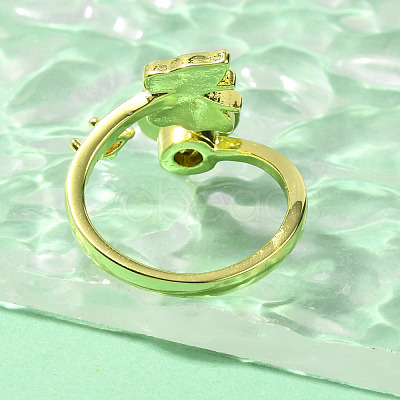 Helm & Butterfly Enamel Rotatable Cuff Rings for Women RJEW-R005-09G-1