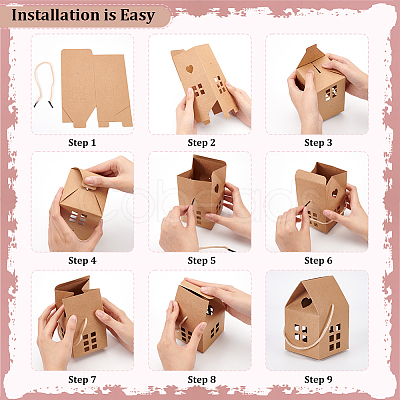 House Shaped Paper Folding Candy Tote Boxes with Hollow Window and Rope Handles CON-WH0092-17B-1