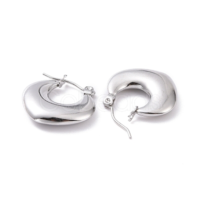 Non-Tarnish 304 Stainless Steel Chunky Rhombus Hoop Earrings for Women EJEW-G293-22P-1