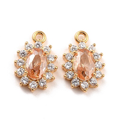 Real 18K Gold Plated Brass Micro Pave Cubic Zirconia Charms ZIRC-Z023-04F-NR-1