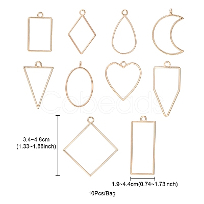10Pcs Alloy Open Back Bezel Pendants PALLOY-YWC0002-02LG-1
