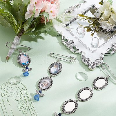 CHGCRAFT 6Pcs 3 Style Photo Charm Alloy Brooches DIY-CA0004-26-1