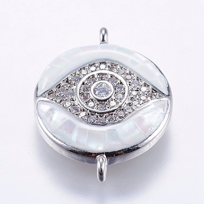 Brass Micro Pave Cubic Zirconia Links ZIRC-F077-11P-1