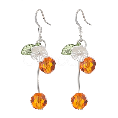 Glass Beads Cherry Dangle Earrings EJEW-JE06640-01-1