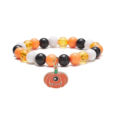 Acrylic Round Beaded Stretch Bracelet BJEW-JB09921-1