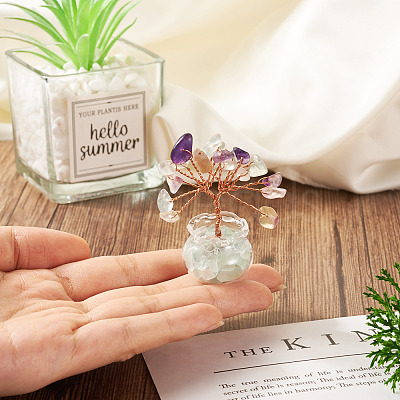 1Pc Natural Fluorite Chips Tree Decorations DJEW-TA0001-15F-1