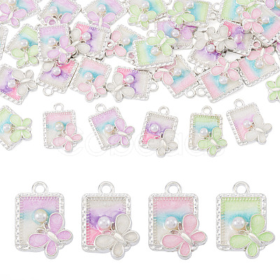 32Pcs 4 Colors Alloy Enamel Pendants FIND-TA0008-76B-1