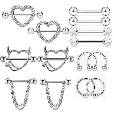 316L Surgical Stainless Steel Nipple Rings Set WGB1007-01-1