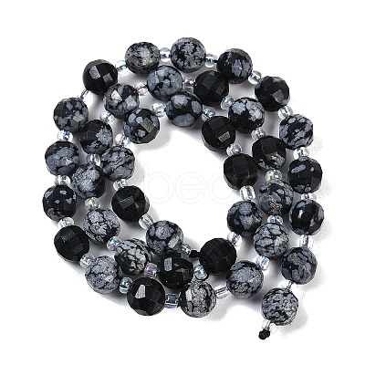 Natural Snowflake Obsidian Beads Strands G-G182-B35-03-1