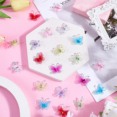 80Pcs 8 Colors Lace Butterfly Display Decorations DIY-CP0012-98-1