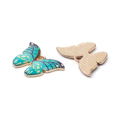10Pcs 5 Colors Printed Alloy Pendants ENAM-YW0003-19-1