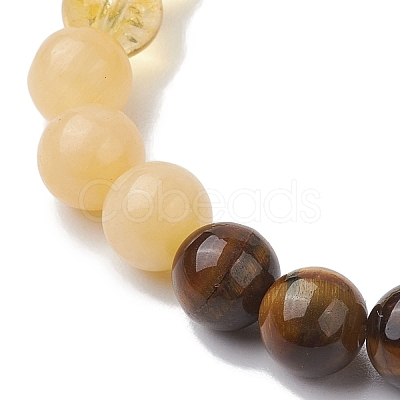 8mm Round Natural Tiger Eye & Topaz Jade & Golden Sheen Obsidian & Quartz Crystal & Green Aventurine & Amazonite BJEW-JB10624-01-1