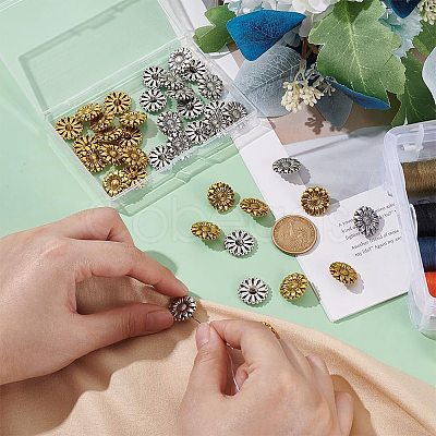 40Pcs 2 Colors 1-Hole Alloy Shank Buttons BUTT-AR0001-13-1
