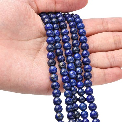 Natural Lapis Lazuli Beads Strands X-G-G099-6mm-7-1