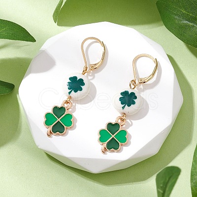 Synthetic White Jade Leverback Earrings EJEW-JE06307-1