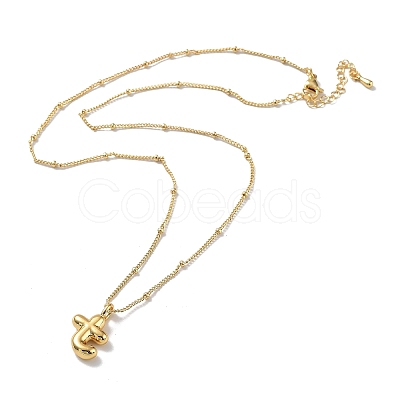 Initial Letter Brass Pendant Necklace NJEW-A015-21G-T-1