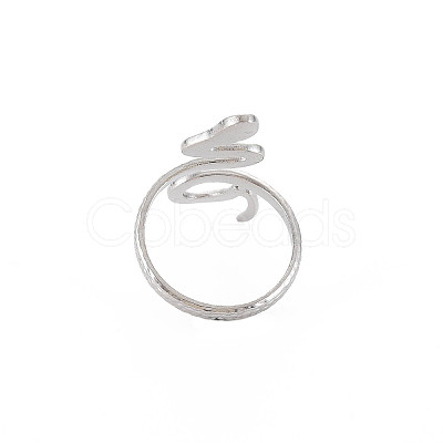 304 Stainless Steel Snake Wide Open Cuff Ring for Women X-RJEW-S405-160P-1