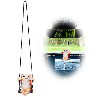 Resin Cat Pendant Decorations HJEW-WH0102-018-1