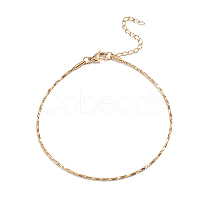 304 Stainless Steel Snake Chain Anklets AJEW-G024-07G-1
