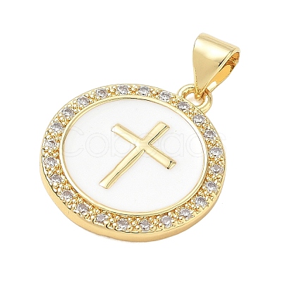 Religion Cross Brass Micro Pave Clear Cubic Zirconia Pendants CU-CBA83A6-03B-G02-1
